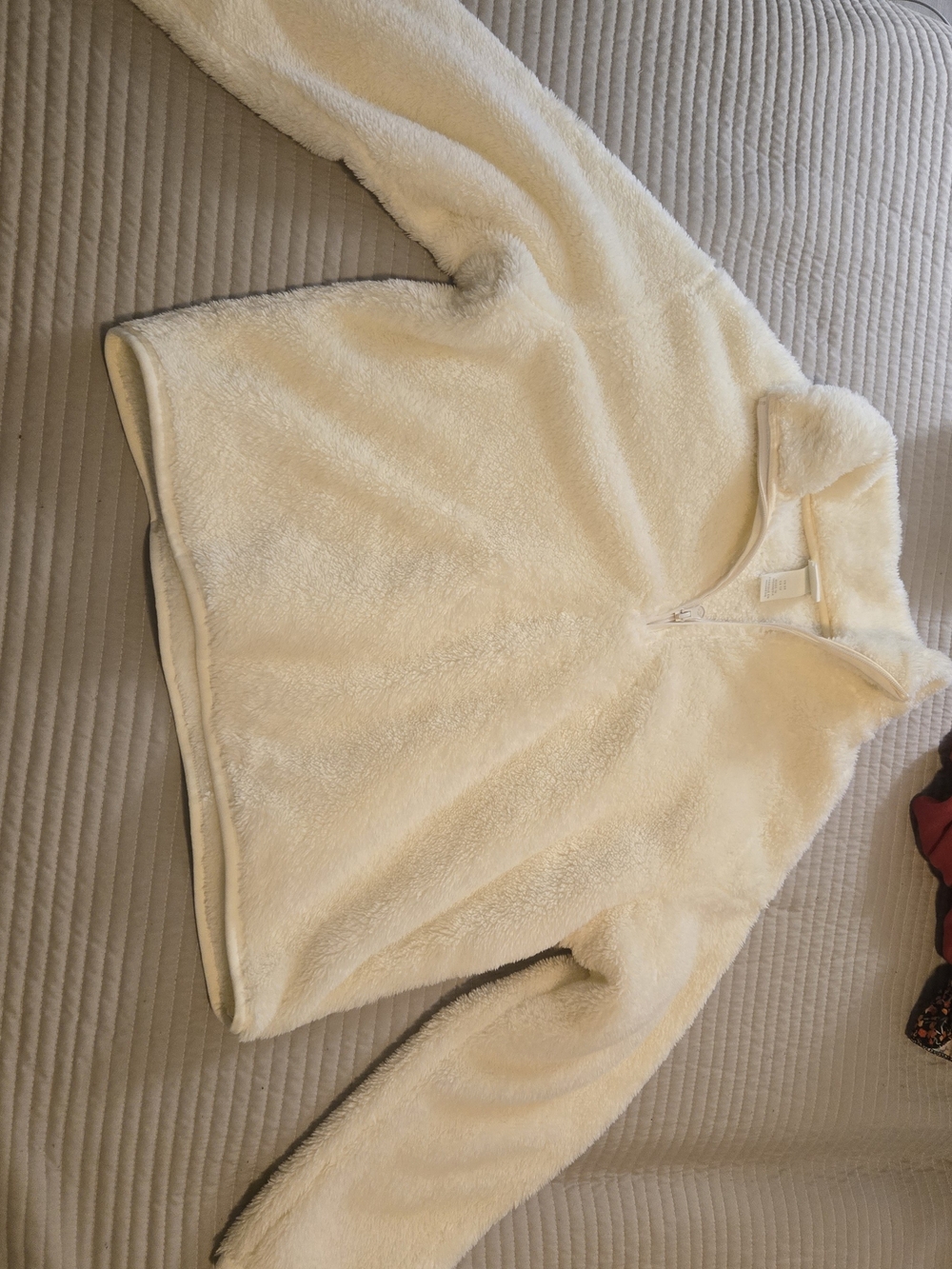 H&M Cozy Cream Sherpa Half-Zip Pullover for Women